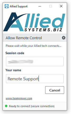 Allied TeamViewer support session example